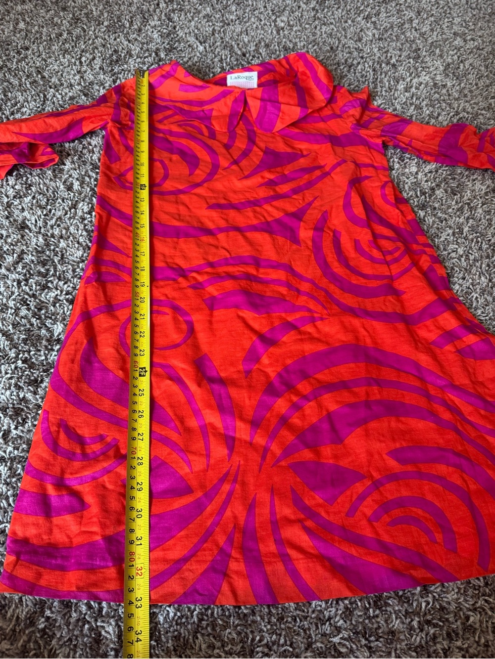 LaRoque for Belk Pink Orange Shawl Collar Dress Peter Pan Collar 50s 50s Retro 6 - Picture 4 of 14